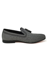 Barabas Wholesale Men's Rhinestone Slip On Tassel Loafer Dress Shoes 2ESH3 Grey Black