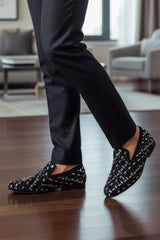 Barabas Wholesale Men's Rectangle Rhinestone Jewel Slip On Dress Shoes 2ESH4 Black