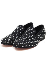 Barabas Wholesale Men's Rectangle Rhinestone Jewel Slip On Dress Shoes 2ESH4 Black