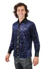 Barabas Wholesale Men's Luxury French Cuff Long Sleeve Button Down Shirt FCS1003 Royal Black