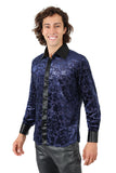 Barabas Wholesale Men's Luxury French Cuff Long Sleeve Button Down Shirt FCS1003 Royal Black