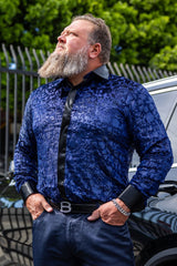 Barabas Wholesale Men's Luxury French Cuff Long Sleeve Button Down Shirt FCS1003 Royal Black