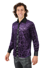 Barabas Wholesale Men's Luxury French Cuff Long Sleeve Button Down Shirt FCS1003 Purple Black
