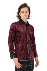 Barabas Wholesale Men's Luxury French Cuff Long Sleeve Button Down Shirt FCS1003 Burgundy Black