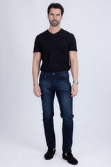 Barabas Men's Premium Dark Wash Blue Denim Straight Jeans 2JE07ST Blue