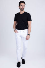 Barabas Men's Straight Fit Premium Solid White Denim Jeans 2JE10ST White