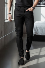 Barabas Men's Solid Color Slim Fit Contemporary Denim Jeans 2JE40 Black 