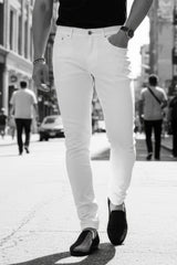 Barabas Men's Solid Color Slim Fit Contemporary Denim Jeans 2JE40 White 