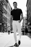 Barabas Men's Solid Color Slim Fit Contemporary Denim Jeans 2JE40 White 