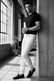 Barabas Men's Solid Color Slim Fit Contemporary Denim Jeans 2JE40 White 