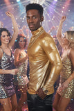 Barabas Men's Metallic Shiny Long Sleeve Turtleneck Sweater 2KT1000 Gold