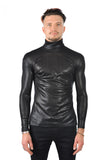 Barabas Wholesale Men's Metallic Design Long Sleeve Shirt 2KT1000 Black
