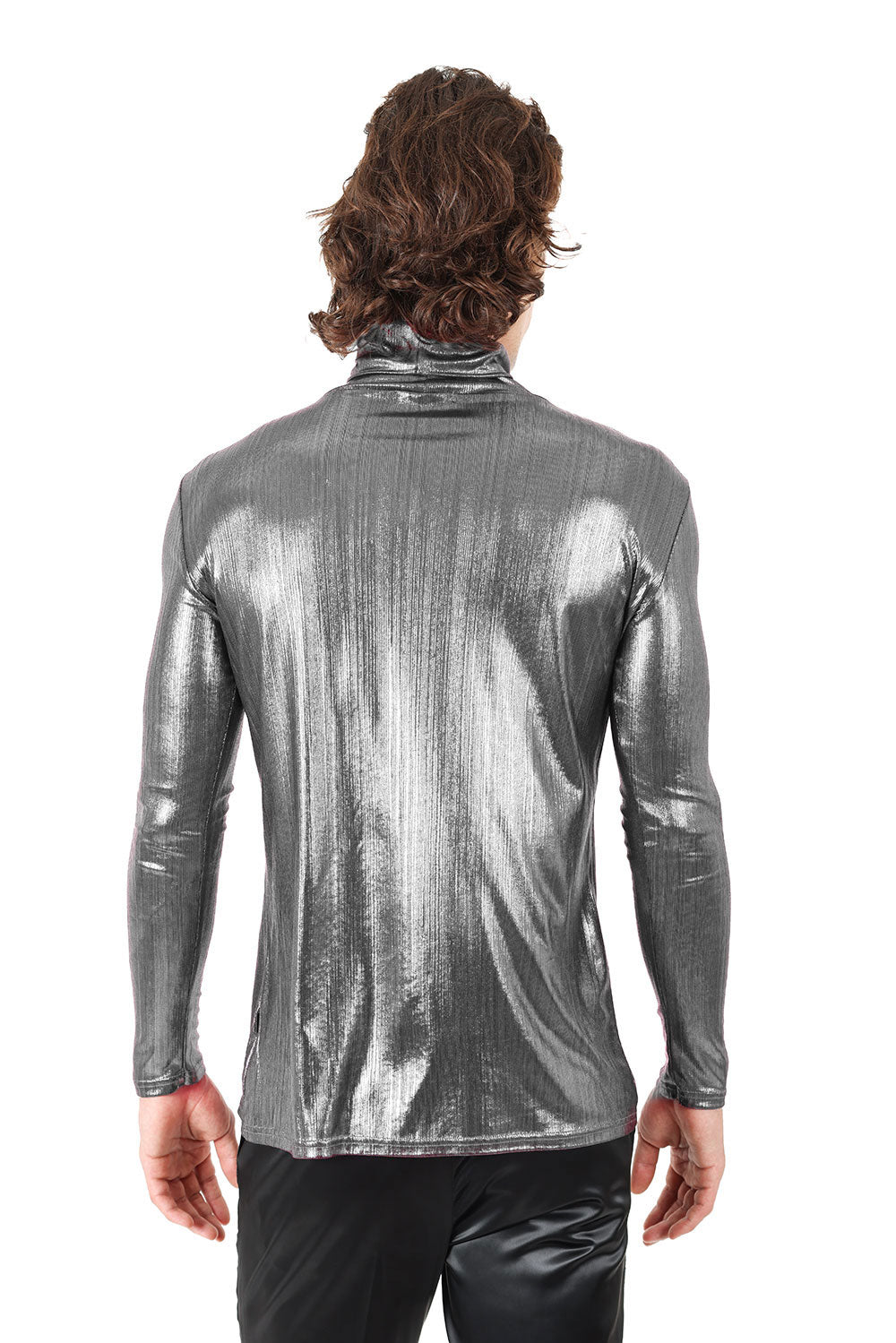 Barabas Wholesale Men's Metallic Design Long Sleeve Shirt 2KT1000 Silver