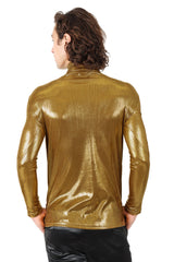 Barabas Wholesale Men's Metallic Luxury Long Sleeve Sweater 2KT1000 Dark Gold