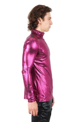 Barabas Wholesale Men's Metallic Design Long Sleeve Shirt 2KT1000 Fuchsia