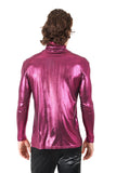 Barabas Men's Metallic Shiny Long Sleeve Turtleneck Sweater 2KT1000 Magenta