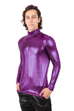 Barabas Wholesale Men's Metallic Shiny Long Sleeve Turtleneck Sweater 2KT1000 Purple