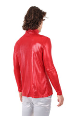 Barabas Wholesale Men's Metallic Design Luxury Long Sleeve Shirt Sweater 2KT1000 Red
