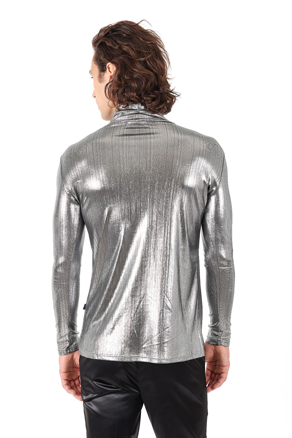 Barabas Wholesale Men's Metallic Luxury Long Sleeve Sweater 2KT1000 Silver