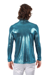 Barabas Wholesale Men's Metallic Luxury Long Sleeve Sweater 2KT1000 Teal