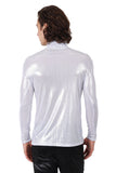 Barabas Wholesale Men's Metallic Shiny Long Sleeve Turtleneck Sweater 2KT1000 White