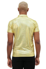 Barabas Men's Snake Luxury Metallic Print Design Polo Shirt 2PP831 Lime