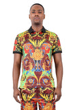 Barabas Men's Medusa Greek Pattern Floral Baroque Polo Shirts 2PSP02 Multi