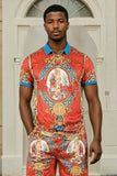 Barabas Men's Medusa Angel Floral Baroque Polo Shirts 2PSP07 Multi