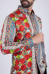 Barabas Wholesale Long Sleeve Rose Pattern Men's Button Down Dress Shirts 2SA02