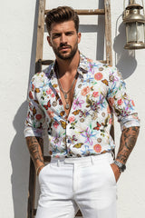 Barabas Wholesale Long Sleeve Butterfly Print Men's Button Down Dress Shirts 2SA03 Multicolor