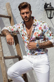 Barabas Wholesale Long Sleeve Butterfly Print Men's Button Down Dress Shirts 2SA03 Multicolor