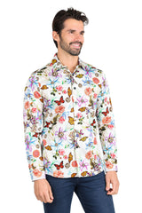 Barabas Wholesale Long Sleeve Butterfly Print Men's Button Down Dress Shirts 2SA03 Multicolor