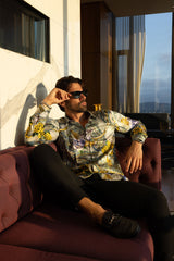 Barabas Wholesale Men's Casual Button Down Gentlemen Yellow Rose Long Sleeve Shirts 2SA09 Gold