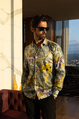 Barabas Wholesale Men's Casual Button Down Gentlemen Yellow Rose Long Sleeve Shirts 2SA09 Gold