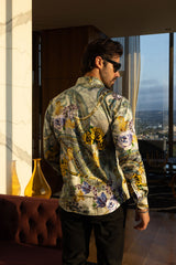 Barabas Wholesale Men's Casual Button Down Gentlemen Yellow Rose Long Sleeve Shirts 2SA09 Gold