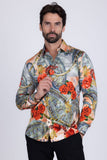 Barabas Wholesale Men's Casual Button Down Gentlemen Yellow Rose Long Sleeve Shirts 2SA09 Tangerine