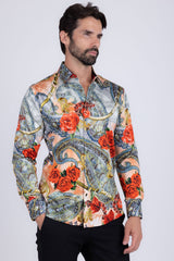 Barabas Wholesale Men's Casual Button Down Gentlemen Rose Long Sleeve Shirts 2SA09 Orange
