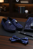 Barabas Wholesale Men's Sequin Design Tassel Slip On Loafer Shoes 2SH3099 Navy