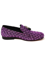 Barabas Wholesale Men's Sequin Design Tassel Slip On Loafer Shoes 2SH3099 Purple