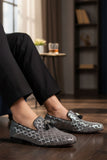 Barabas Wholesale Men's Sequin Design Tassel Slip On Loafer Shoes 2SH3099 Silver