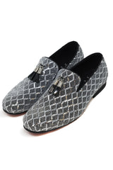 Barabas Wholesale Men's Sequin Design Tassel Slip On Loafer Shoes 2SH3099 Silver