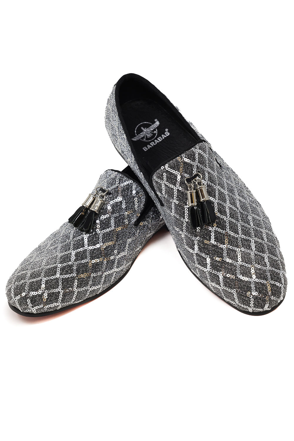 Barabas Wholesale Men's Sequin Design Tassel Slip On Loafer Shoes 2SH3099 Silver