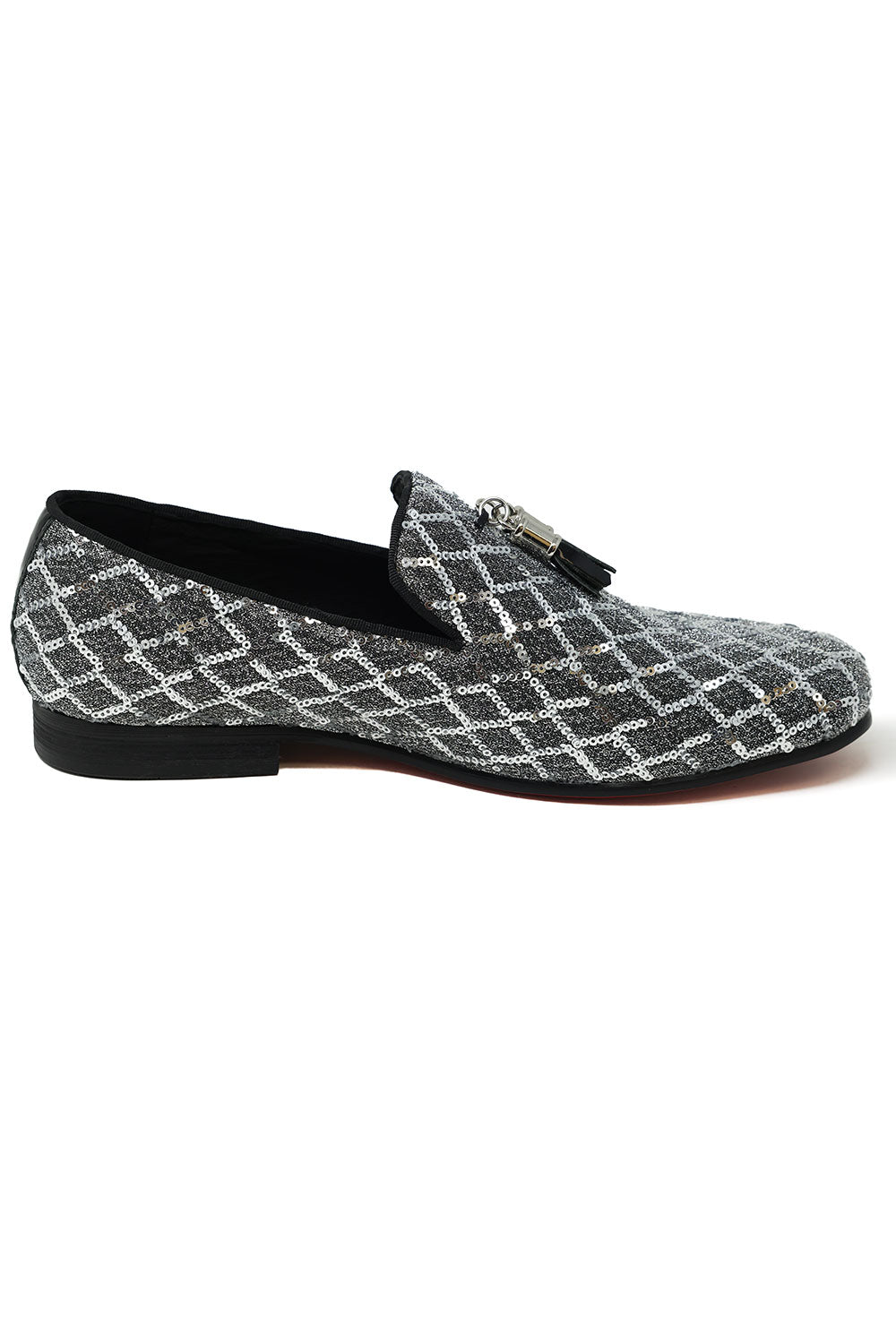 Barabas Wholesale Men's Sequin Design Tassel Slip On Loafer Shoes 2SH3099 Silver