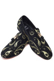 Barabas Wholesale Men's Paisley Design Tassel Slip On Loafer Shoes 2SH3101 Black Gold