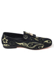 Barabas Wholesale Men's Paisley Design Tassel Slip On Loafer Shoes 2SH3101 Black Gold