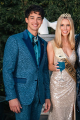 Barabas Wholesale Men's Cheetah Geometric Pattern Peak Lapel Suit 5SU33 Blue