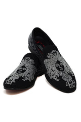 Barabas Wholesale Men's Medusa Rhinestone Jewels Slip On Dress Shoes 2SHR12 Black