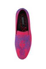 Barabas Wholesale Men's Medusa Rhinestone Jewels Slip On Dress Shoes 2SHR12 Fuchsia