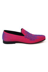 Barabas Wholesale Men's Medusa Rhinestone Jewels Slip On Dress Shoes 2SHR12 Fuchsia