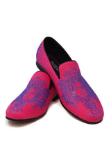 Barabas Wholesale Men's Medusa Rhinestone Jewels Slip On Dress Shoes 2SHR12 Fuchsia